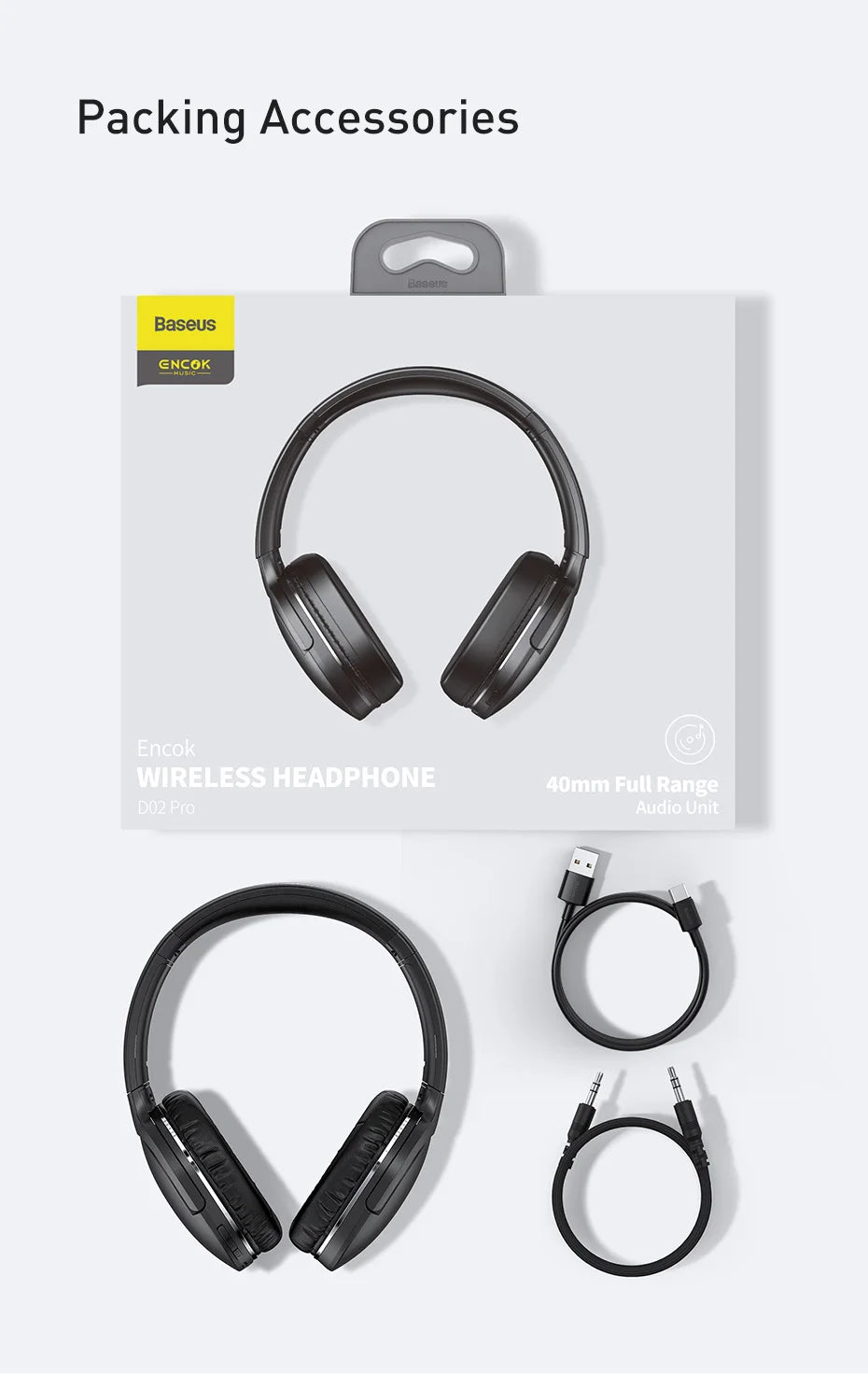 Baseus D02 Pro Wireless Headphones Bluetooth Earphone 5.3 Foldable Headset Sport Over the Ear Headphone Gaming Bluetooth Earbuds RELUX.STORE
