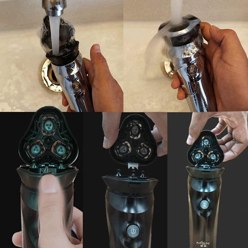Electric Shaver for Men'S Electric Shaver Smart Razor for Beard Timmer IPX7 Waterproof Wet and Dry Shaving Machine Men Shaver
