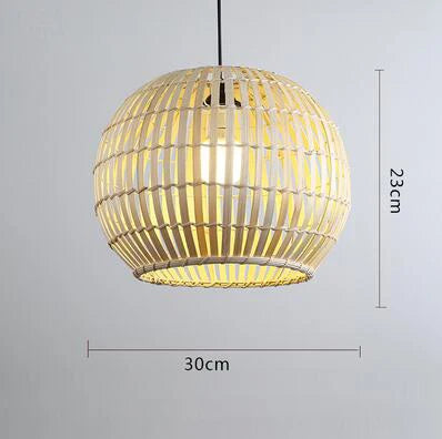 Bamboo Rattan Pendant Lamp Handmade Natural Boho Ceiling Light for Restaurant Cafe Home LED Lighting Fixture Vintage Ethnic Deco
