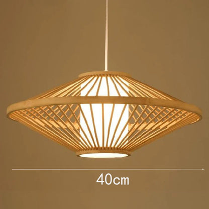 Bamboo Rattan Pendant Lamp Handmade Natural Boho Ceiling Light for Restaurant Cafe Home LED Lighting Fixture Vintage Ethnic Deco