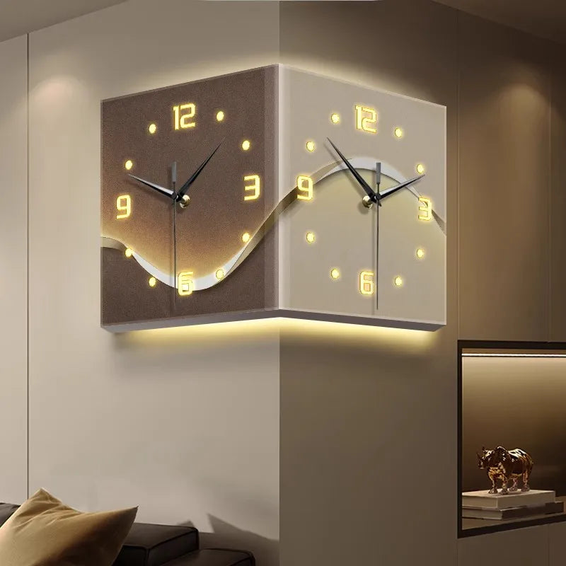 Silent Double-Sided Acrylic Digital Display Needle Wall Clock Electric Living Room Corner Abstract Art for Home Decor USB Mode