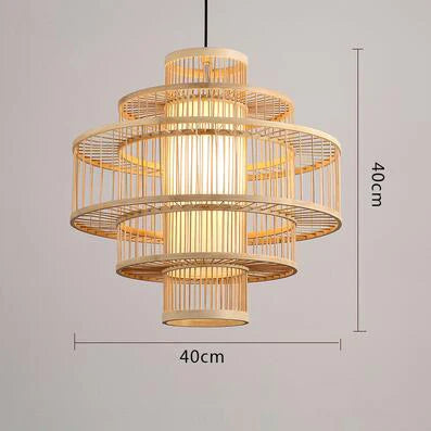 Bamboo Rattan Pendant Lamp Handmade Natural Boho Ceiling Light for Restaurant Cafe Home LED Lighting Fixture Vintage Ethnic Deco