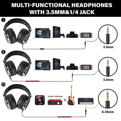 Oneodio Wired Headphones Professional Studio DJ Headphone With Microphone Over Ear Hi-Res Headset Monitoring For Music Phone RELUX.STORE