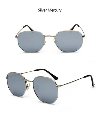 Hexagon Men Women Sunglasses Square Polygon Sun Glasses Brand Designer Retro Shades Metal Frame Eyewear TOP UV400 de sol hombre RELUX.STORE