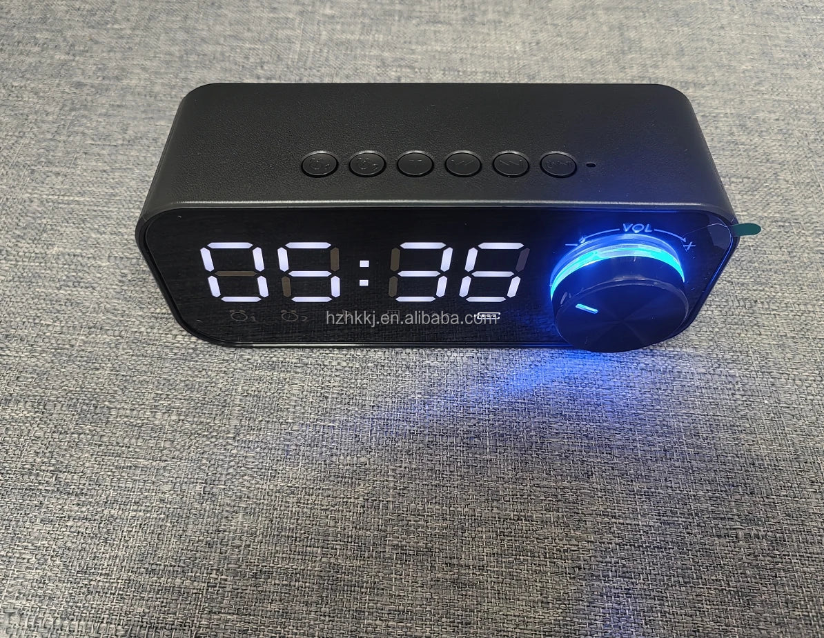 APP Volume Knob Subwoofer Mini Portable Desktop Alarm Clock LED Speakers Bass FM Radio Wireless Speaker Night Light BT Speaker