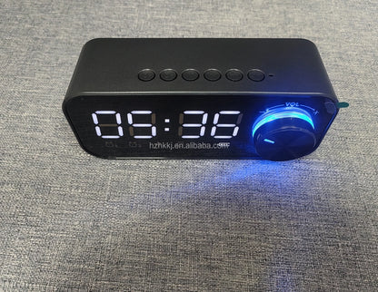 APP Volume Knob Subwoofer Mini Portable Desktop Alarm Clock LED Speakers Bass FM Radio Wireless Speaker Night Light BT Speaker