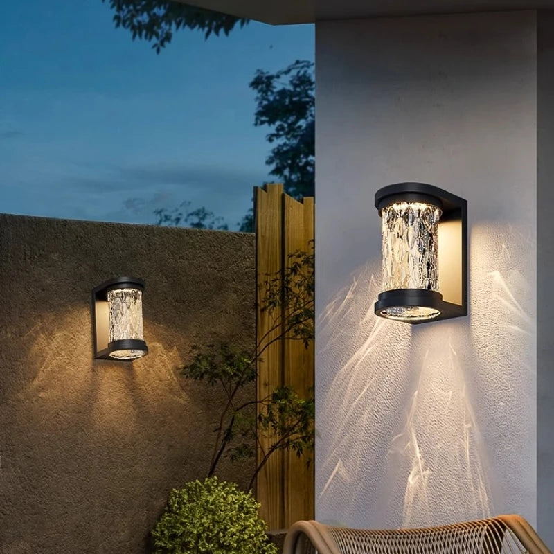 Outdoor Waterproof LED Wall Lamp for Villa Courtyard Doorway Pillar Balcony-Solar Powered Cylinder Shape Polycarbonate Diffuser