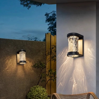 Outdoor Waterproof LED Wall Lamp for Villa Courtyard Doorway Pillar Balcony-Solar Powered Cylinder Shape Polycarbonate Diffuser