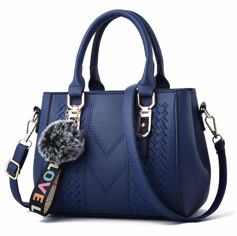 Embroidery Messenger Bags Women Leather Handbags Bags for Women Sac a Main Ladies hair ball Hand Bag RELUX.STORE
