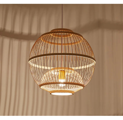 Bamboo Rattan Pendant Lamp Handmade Natural Boho Ceiling Light for Restaurant Cafe Home LED Lighting Fixture Vintage Ethnic Deco