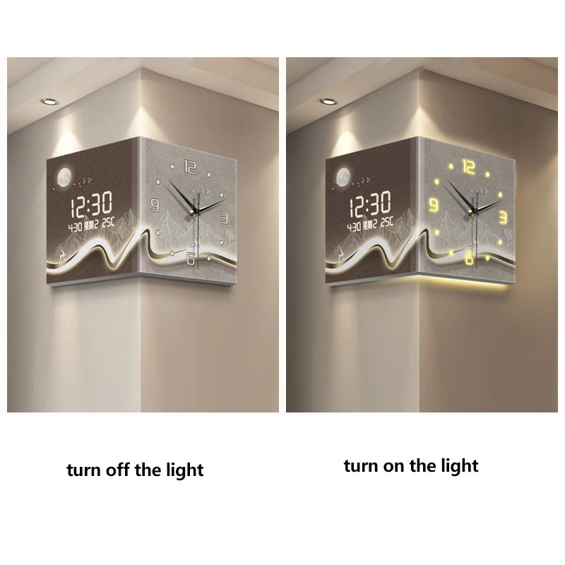 Silent Double-Sided Acrylic Digital Display Needle Wall Clock Electric Living Room Corner Abstract Art for Home Decor USB Mode