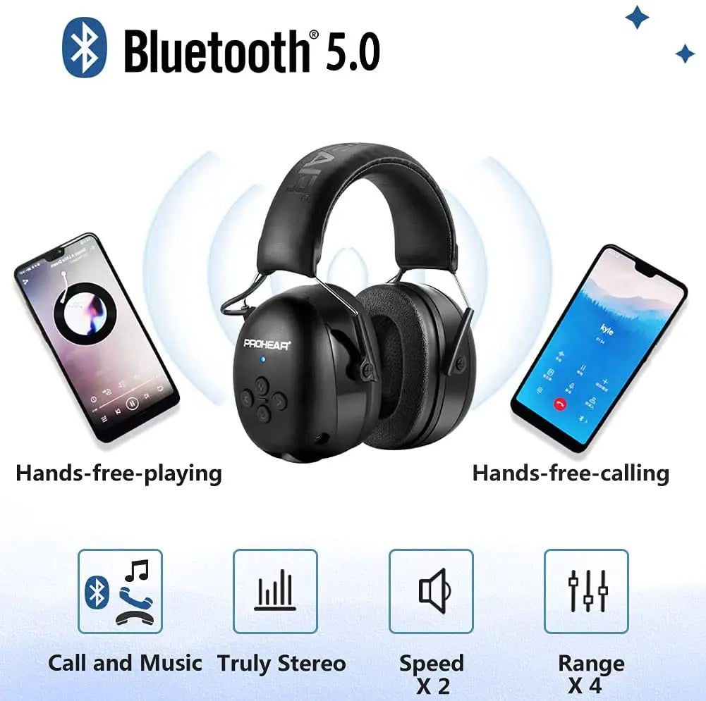 ZOHAN Electronic Headphone 5.0 Bluetooth Earmuffs Hearing Protection Headphones for Music Safety Noise Reduction Charging RELUX.STORE