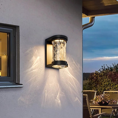 Outdoor Waterproof LED Wall Lamp for Villa Courtyard Doorway Pillar Balcony-Solar Powered Cylinder Shape Polycarbonate Diffuser