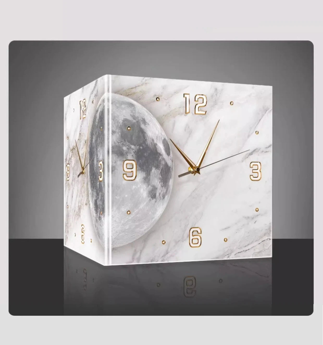 Creative Double-Sided Living Room Wall Clocks Silent Running Acrylic Moon-Light Emitting Backlit Display With Needle Drill-Free