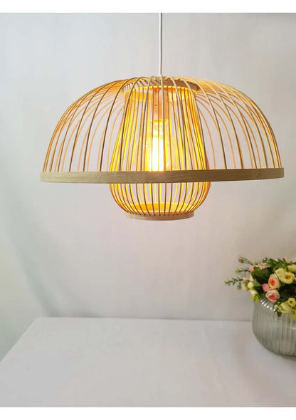 Bamboo Rattan Pendant Lamp Handmade Natural Boho Ceiling Light for Restaurant Cafe Home LED Lighting Fixture Vintage Ethnic Deco