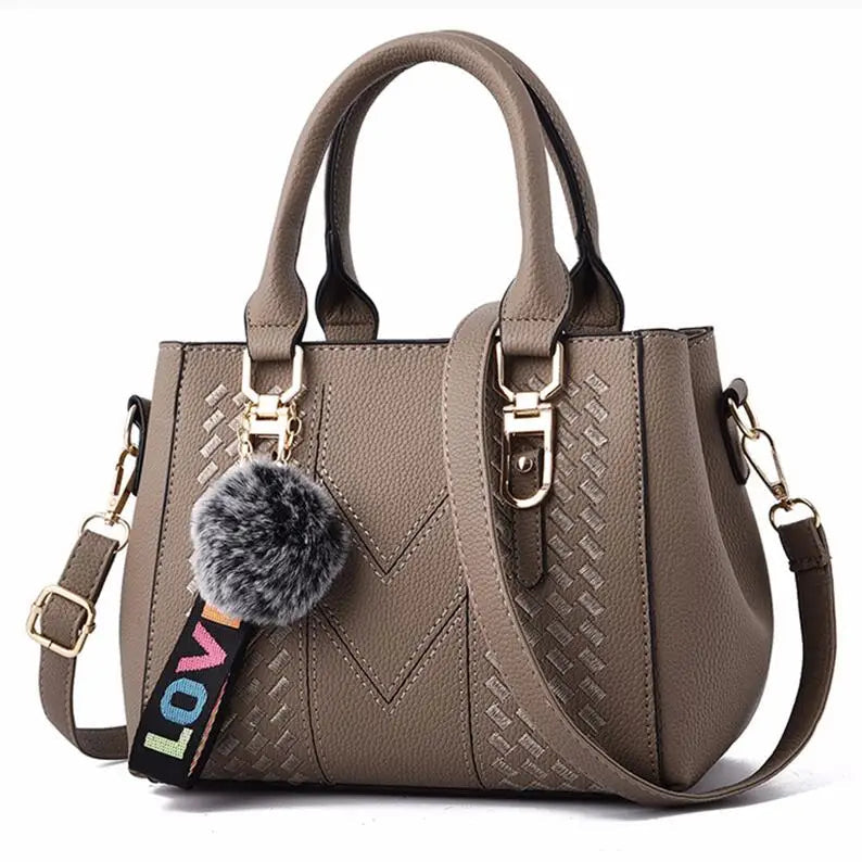 Embroidery Messenger Bags Women Leather Handbags Bags for Women Sac a Main Ladies hair ball Hand Bag RELUX.STORE