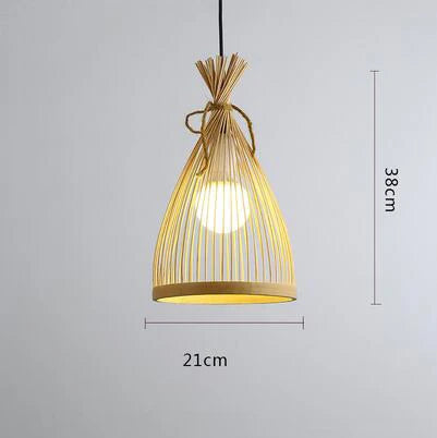 Bamboo Rattan Pendant Lamp Handmade Natural Boho Ceiling Light for Restaurant Cafe Home LED Lighting Fixture Vintage Ethnic Deco