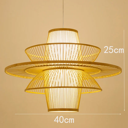 Bamboo Rattan Pendant Lamp Handmade Natural Boho Ceiling Light for Restaurant Cafe Home LED Lighting Fixture Vintage Ethnic Deco