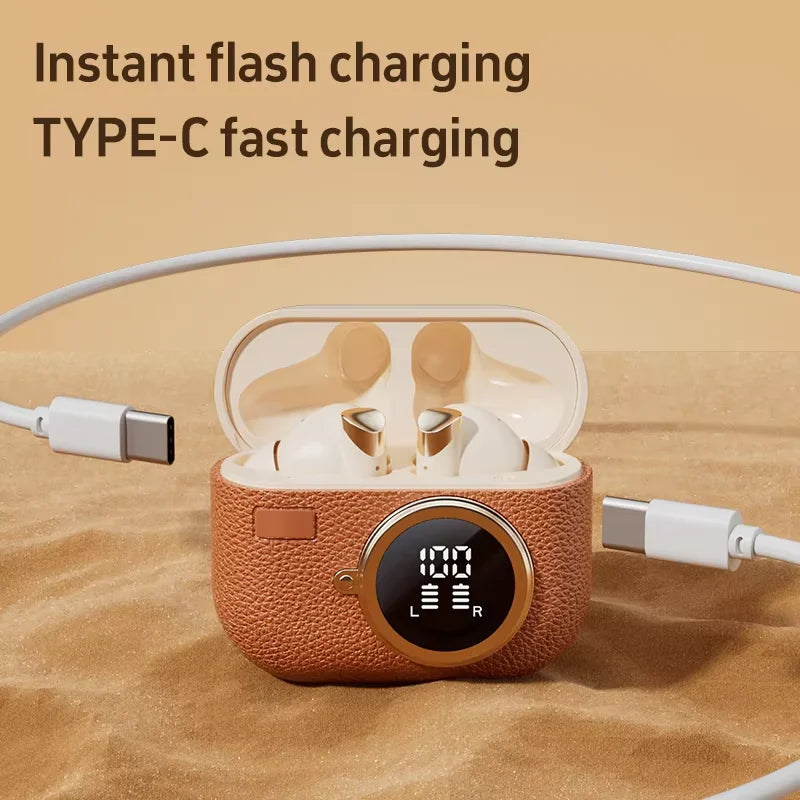 Retro Leather Texture M88+ANC  Wireless Headset True Super Long Battery Life LED Digital Display Headset RELUX.STORE