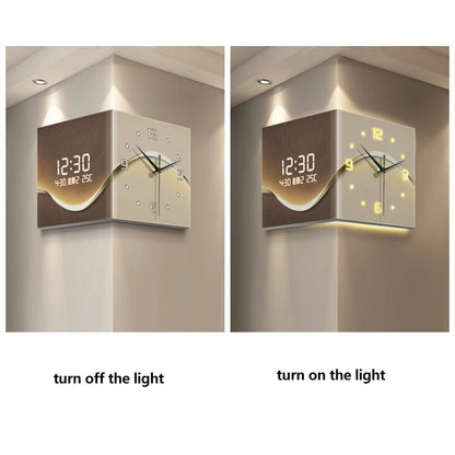 Silent Double-Sided Acrylic Digital Display Needle Wall Clock Electric Living Room Corner Abstract Art for Home Decor USB Mode