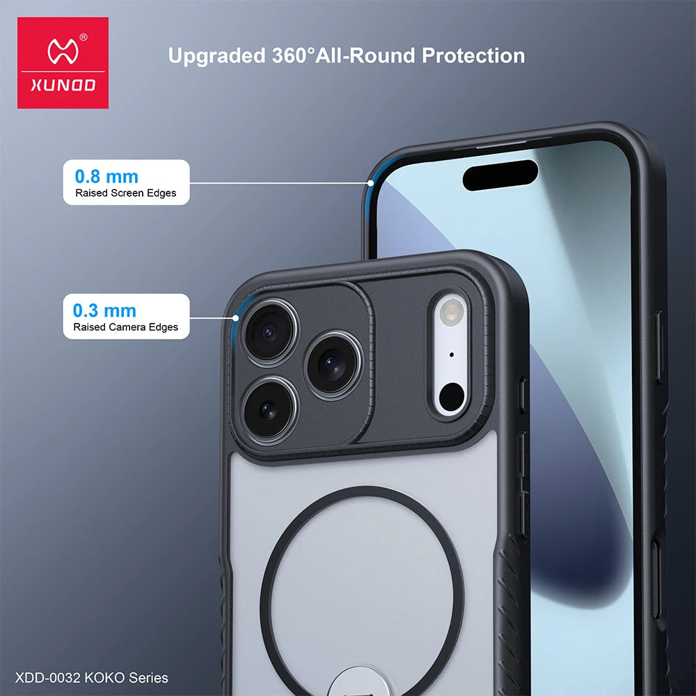 Xundd for iPhone 17 Pro Max 17 Pro 17 Air Magnetic Case with Kickstand,360° Fully Adjustable Stand Matte Transprent Phone Case RELUX.STORE