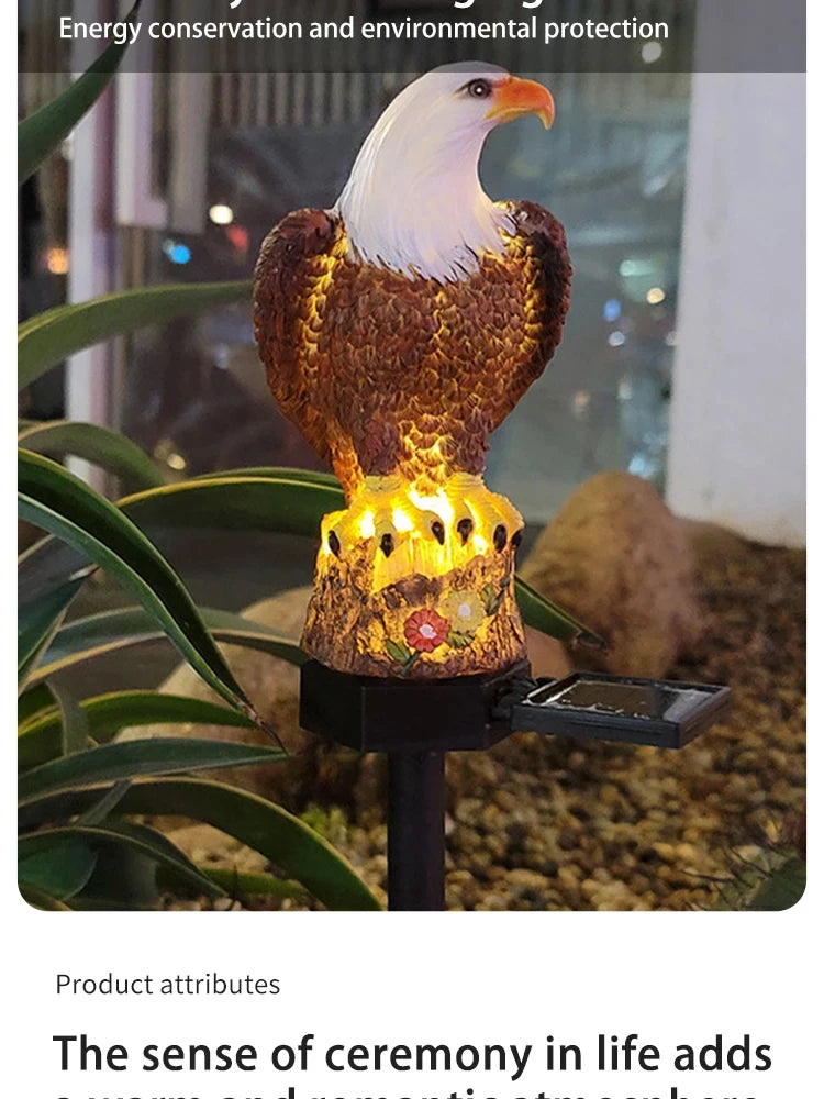 Solar Resin Eagle Lawn Lamp - Outdoor LED Ground Light, Patio & Garden Decorative Lamp
