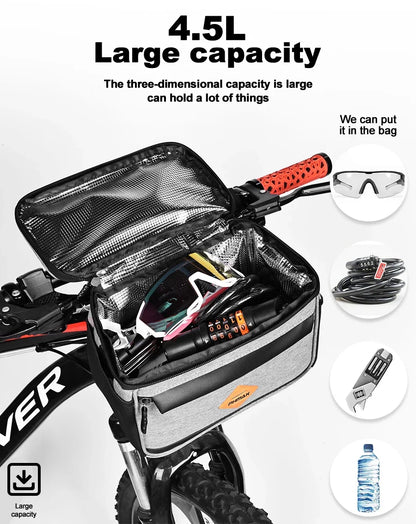 PHMAX Bike Front Bag Portable Bike Mountain Bike Handlebar Bag Multi-Pocket MTB Storage Bag Large Capacity Waterproof Bike Bag