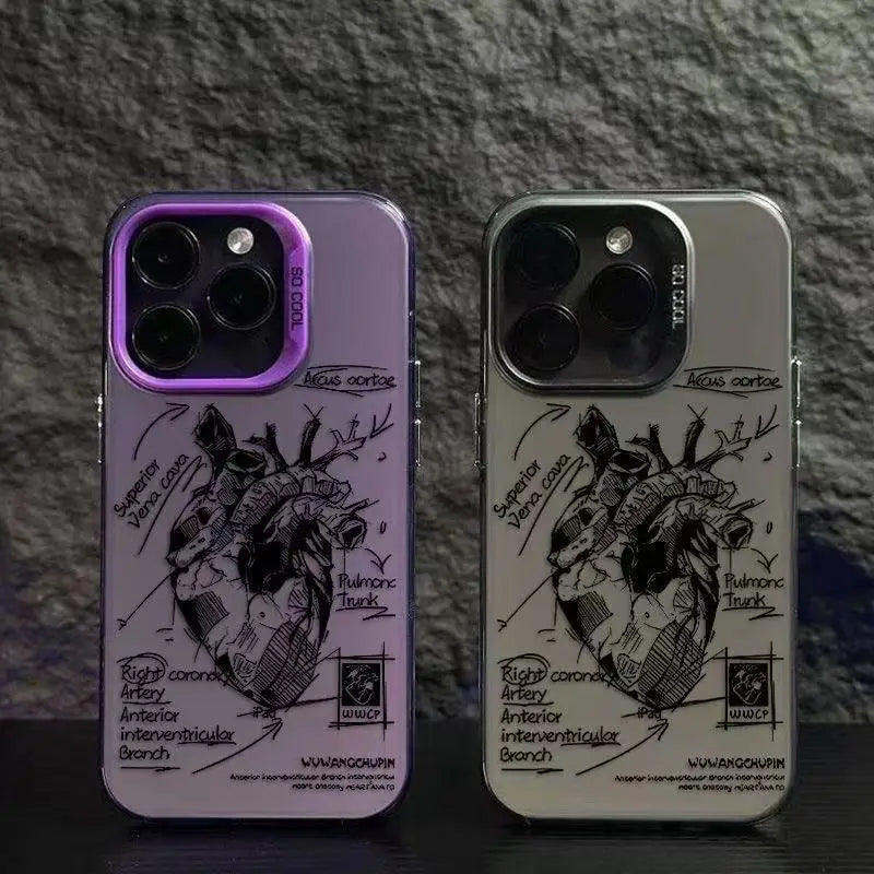 Creative Cardiovascular model Heart Medical Phone Case For iPhone 15 Pro Max 11 12 13 14 16 Pro XS XR 7 8 Plus Anti-drop Cover RELUX.STORE