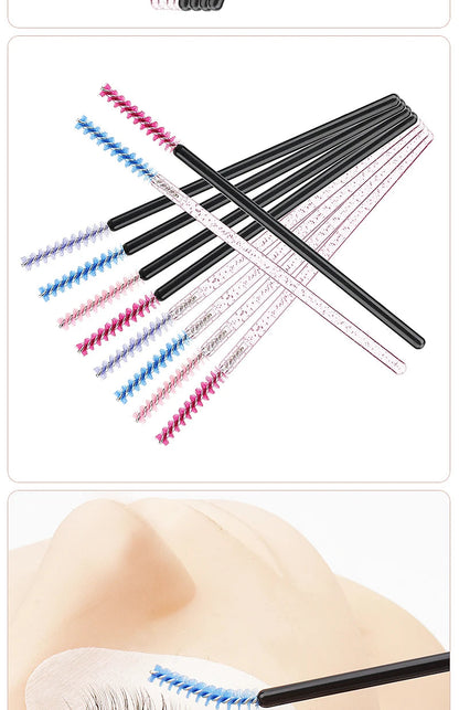 NEW 50Pcs Makeup Eyelash Brushes Disposable Crystal Eyebrow brush Diamond Handle Mascara Wand Applicator Lashes Extension Tools RELUX.STORE