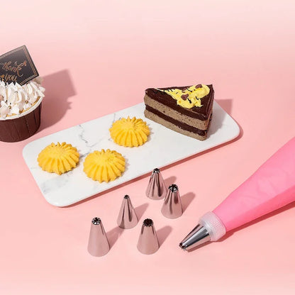Multifunctional Cake Decorating Tools Silicone Pastry Bag Stainless Steel Cake Mouth Reusable Silicone Bag Tools Pastry Nozzle