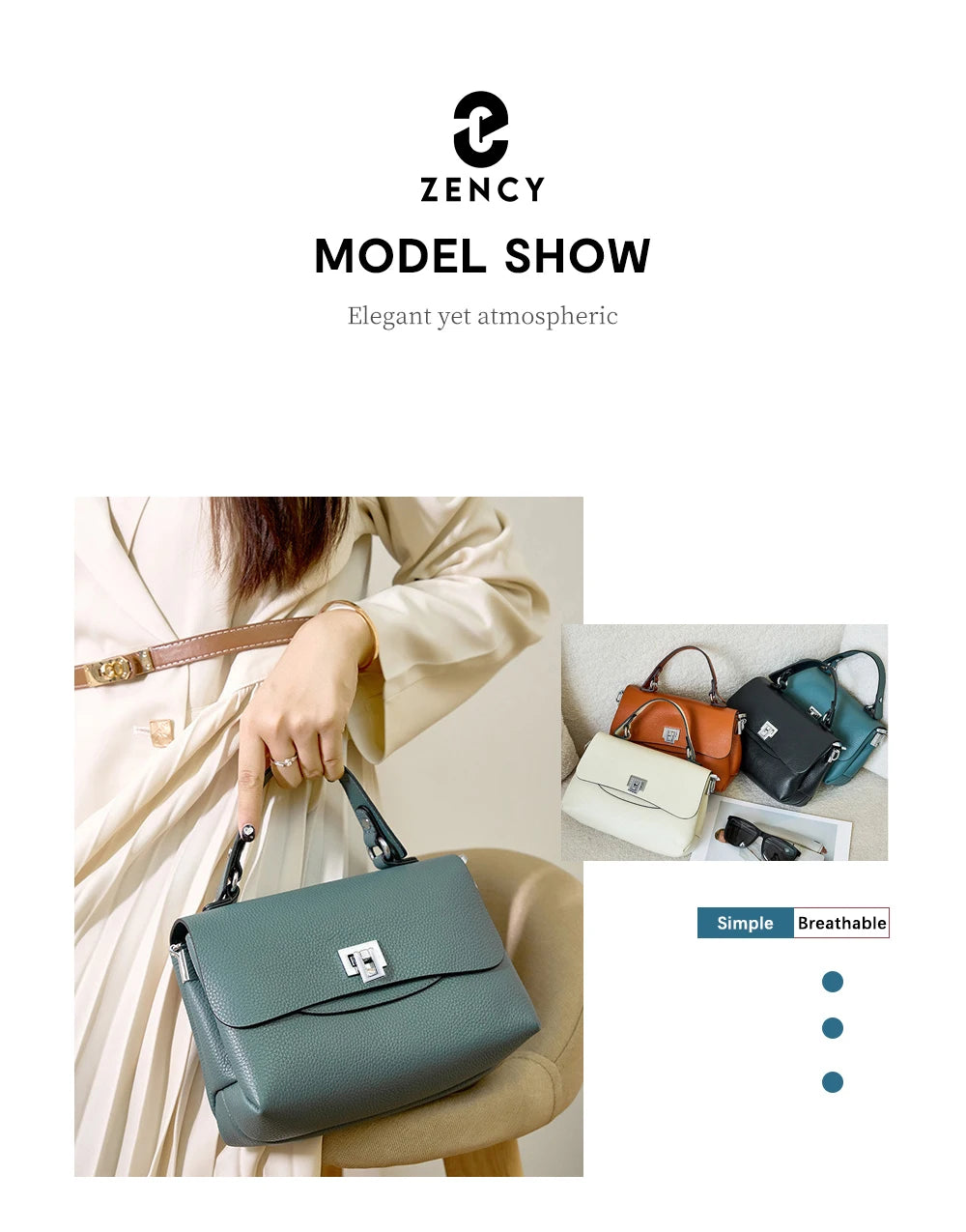 Zency Women's Genuine Leather Top-Handle Bag Simple Fashion Envelope Luxury Brand Shoulder Handbag Small Crossbody for Female RELUX.STORE