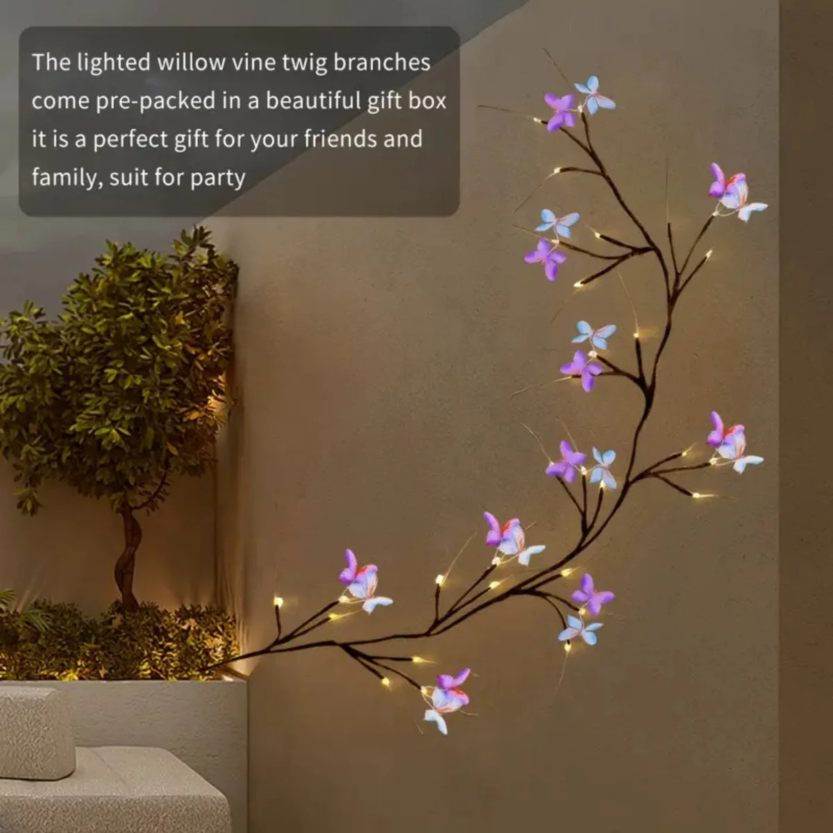 1pc 30LED Enchanted Willow Vine Light With Butterfly USB Powered 8 Lighting Modes Indoor Outdoor Waterproof Vine Lights Suitable