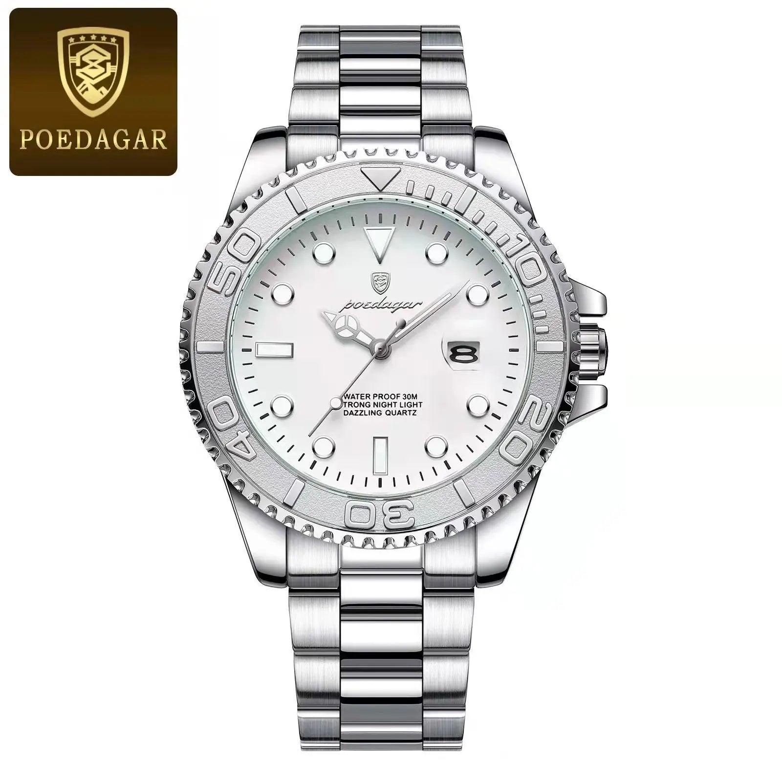 POEDAGAR Luxury Men Watch Business Quartz Man Clock Sports Waterproof Luminous Date Stainless Steel Men's Watches Male Reloj+box RELUX.STORE