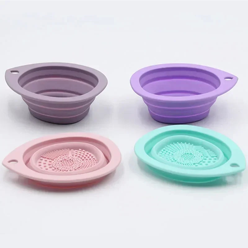 Silicone Makeup Brush Cleaner Folding Powder Puff Cleaning Bowl Eyeshadow Brushes Washing Soft Mat Beauty Tools Scrubber Box RELUX.STORE