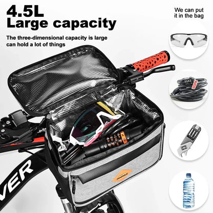 PHMAX Bike Front Bag Portable Bike Mountain Bike Handlebar Bag Multi-Pocket MTB Storage Bag Large Capacity Waterproof Bike Bag