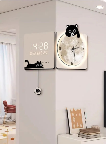 Modern Corner Wall Clock Large Interior Wall Clock Led Digital Watch Luxury Living Room Decorations Home Decoration Accessories