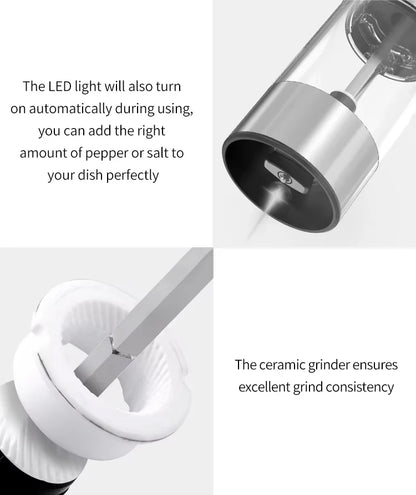 1/2pcs Automatic Pepper Grinder Salt And Pepper Grinder USB Rechargeable Adjustable Coarseness Spice Mill for Kitchen Tool