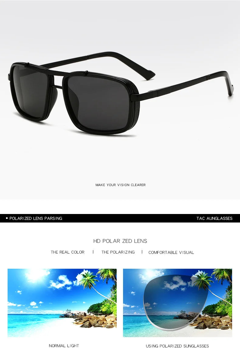 New Sunglasses Punk Sunglasses New Men's Square Uv400 Twin-beam Aviator Sunglasses RELUX.STORE