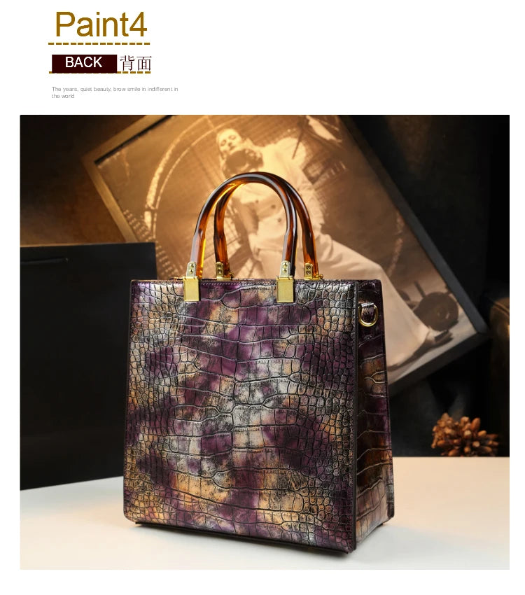 2025 New Arrival All-match Crocodile Pattern Atmospheric Middle-aged Women's Bag Large Capacity Portable Tote Bag Handbags RELUX.STORE
