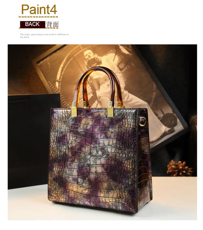2025 New Arrival All-match Crocodile Pattern Atmospheric Middle-aged Women's Bag Large Capacity Portable Tote Bag Handbags RELUX.STORE