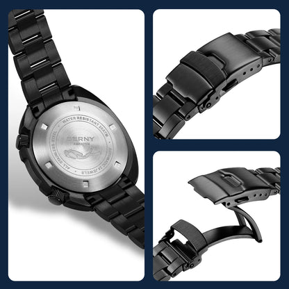 BERNY 20ATM Diver Watch For Men Mechanical Black Dial Original Design Top Automatic Sapphire Luxury Diving Luminous Men Watch