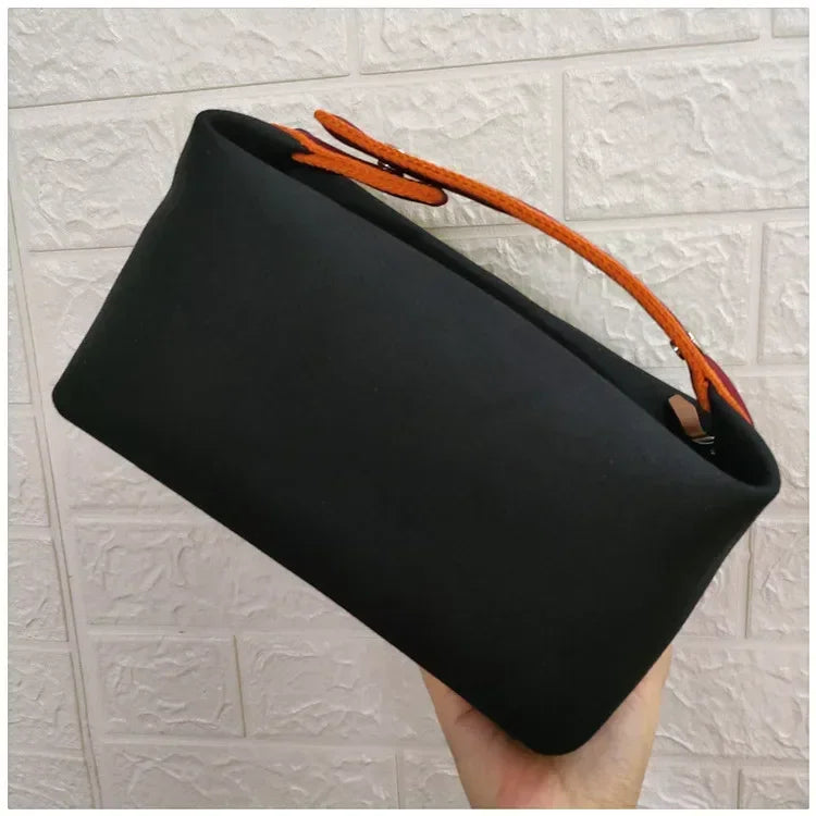 2024 New Large Capacity Canva Makeup Bag Soft Texture Fashionable Women's Shoulder Bag Color Blocking Handbag From China RELUX.STORE