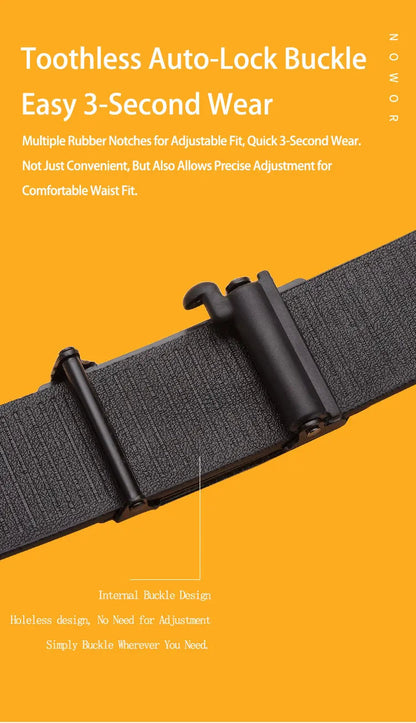 The new buckle toothless automatic buckle belt men's casual style business all-match waist belt personality youth trendy pants RELUX.STORE
