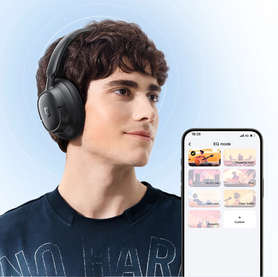 Baseus EH10 NC ANC Wireless Headphones 45dB Adaptive Hybrid Noise Cancelling Headsets Hi-Res LDAC Headphone Bluetooth 6.0 80Hrs