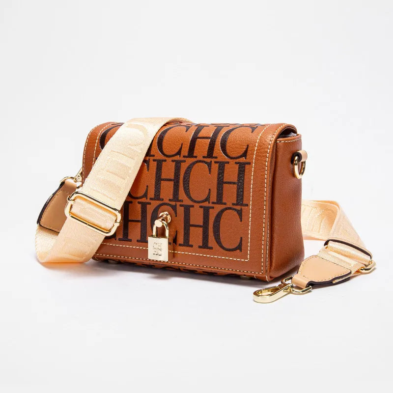 Fashion Design Model Metal Accessories Buckle Women's Shoulder Bag Luxury Brand 2025 Fashion Solid Colour Printed Head Bag RELUX.STORE