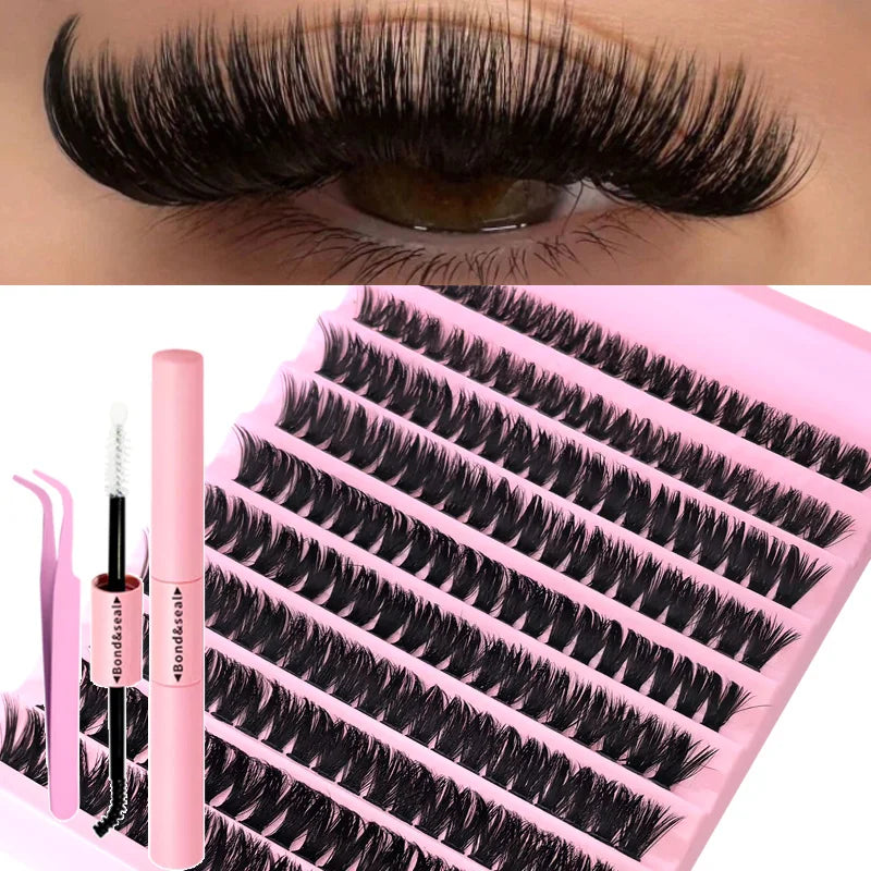 DIY Eyelash Extension Kit Individual Lashes Cluster Mix Lash Clusters with Lash Bond and Seal and Lash Accessories RELUX.STORE