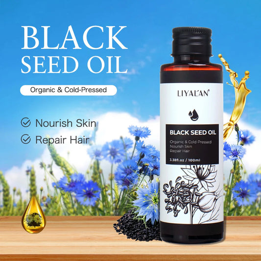100ml Black Cumin Seed Oil For Hair Growth Thicken Hair Cold Pressed Liquid Nourish Nail Skin Anti-oxidant Body Massage RELUX.STORE