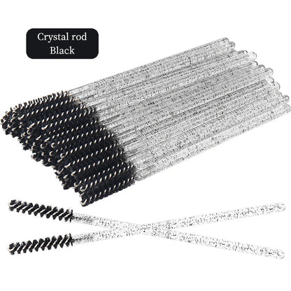 NEW 50Pcs Makeup Eyelash Brushes Disposable Crystal Eyebrow brush Diamond Handle Mascara Wand Applicator Lashes Extension Tools RELUX.STORE