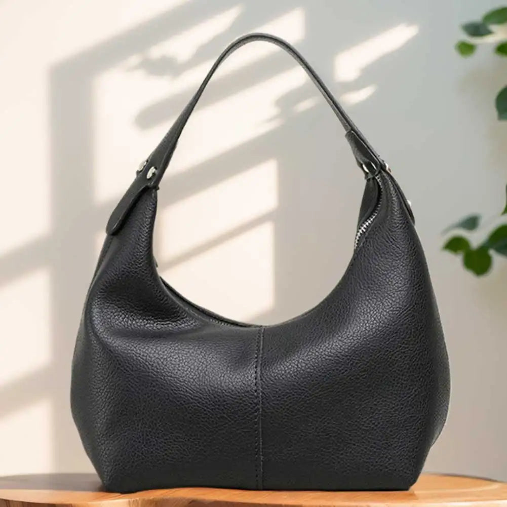 Women Simple Shoulder Purse PU Leather Soft Hobo Bags Solid Color Casual Armpit Handbag Girls Outdoor Daily Bag RELUX.STORE