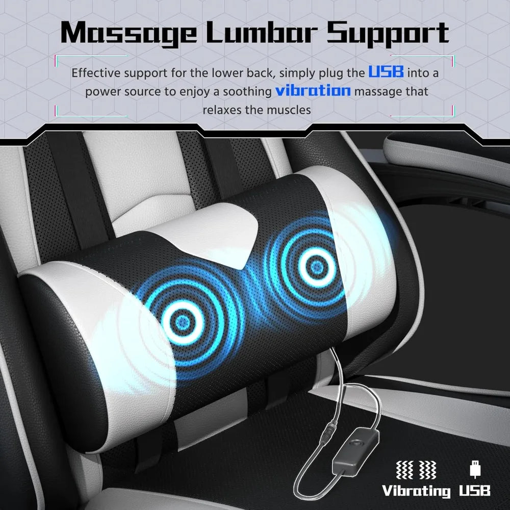 Office Chair, Chair w/ Massage Lumbar Support & Footrest Height  Adjustable Ergonomic w/ Swivel Seat & Headrest, Office Chair